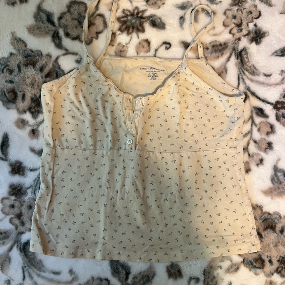 Brandy Melville Blue + White Floral Cami
